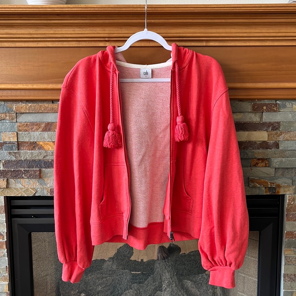 Coral cabi Puff Sleeve Zip-Up: size S